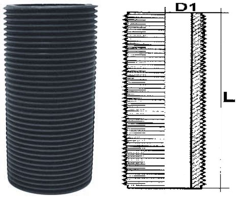 PVC-Gewinderohr mit Außengewinde 2 1/2 Zoll 120mm lang