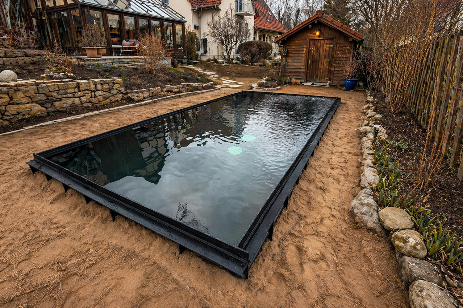 PE-TEICH | 35.800L | 750 x 330 x 150 cm | PE-BECKEN